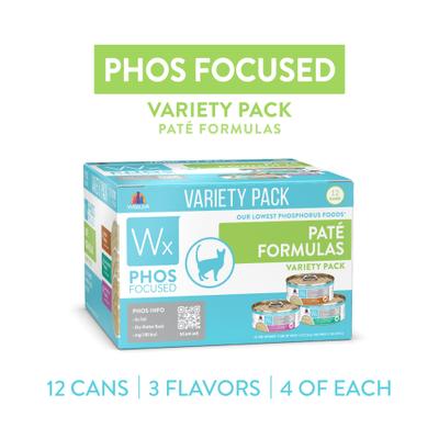 Show full view: Weruva Wx Phos Focused Pate Variety Pack Grain-Free Wet Cat Food, 5.5-oz can, 12 count slide 3 of 13