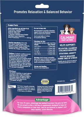 Show full view: K9 Advantix II Flea & Tick Spot Treatment, over 55-lbs, 2 Doses (2-mos. supply) + Pet Protect Fast Acting Calming Supplement for Dogs, 60 count slide 7 of 9