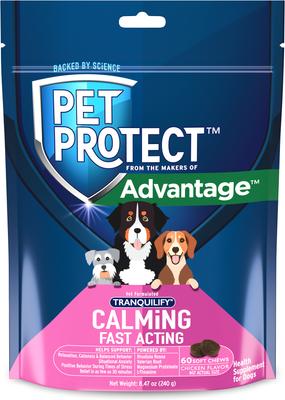 Show full view: K9 Advantix II Flea & Tick Spot Treatment, over 55-lbs, 2 Doses (2-mos. supply) + Pet Protect Fast Acting Calming Supplement for Dogs, 60 count slide 6 of 9