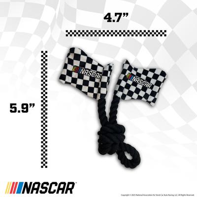 Show full view: NASCAR Plush Crinkle Checkered Flags with Rope Tough Tug Dog Chew Toy slide 4 of 5
