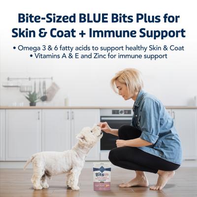 Show full view: Blue Buffalo Blue Bits Plus Salmon Flavor Skin, Coat & Immune Support Soft & Chewy Dog Treats, 9.5-oz bag slide 5 of 10