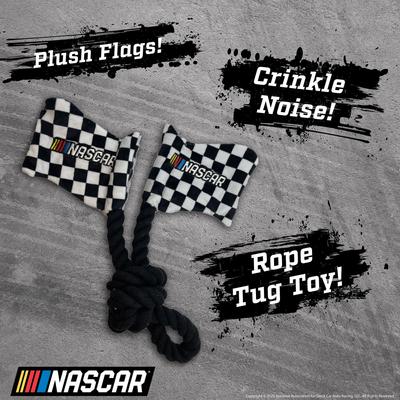 Show full view: NASCAR Plush Crinkle Checkered Flags with Rope Tough Tug Dog Chew Toy slide 3 of 5