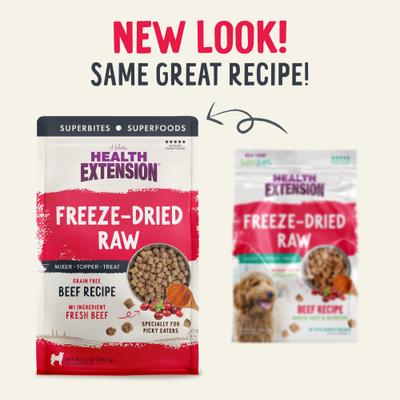 Show full view: Health Extension Beef Recipe Freeze-Dried Raw Dog Food, 3.5-oz bag slide 5 of 11
