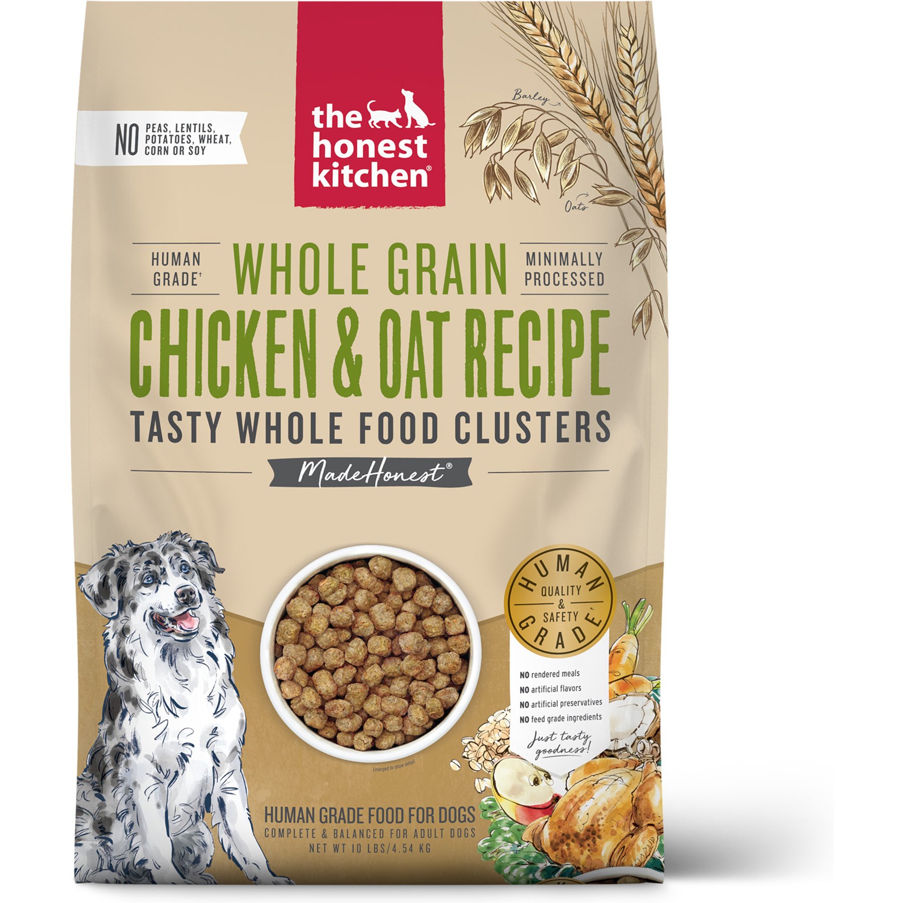 The Honest Kitchen Food Clusters Whole Grain Chicken & Oat Recipe Dog Food, 10-lb bag