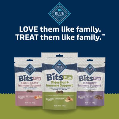Show full view: Blue Buffalo Blue Bits Plus Chicken & Pumpkin Flavor Digestion & Immune Support Soft & Chewy Dog Treats, 9.5-oz bag slide 8 of 10
