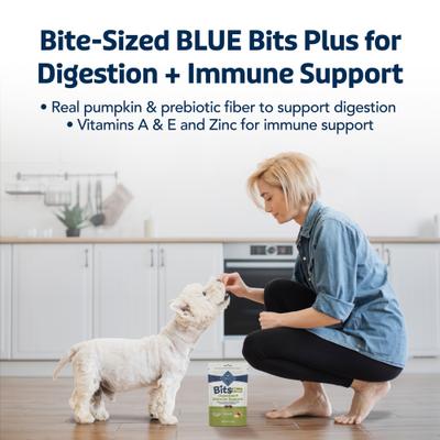 Show full view: Blue Buffalo Blue Bits Plus Chicken & Pumpkin Flavor Digestion & Immune Support Soft & Chewy Dog Treats, 9.5-oz bag slide 5 of 10