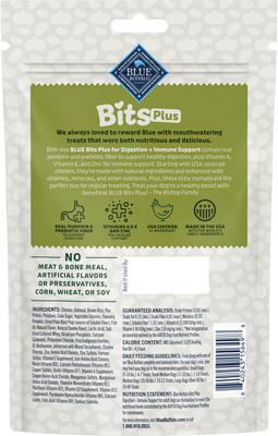 Show full view: Blue Buffalo Blue Bits Plus Chicken & Pumpkin Flavor Digestion & Immune Support Soft & Chewy Dog Treats, 9.5-oz bag slide 3 of 10