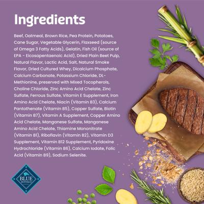 Show full view: Blue Buffalo Blue Bits Plus Beef Flavor Mobility & Immune Support Soft & Chewy Dog Treats, 9.5-oz bag slide 6 of 10