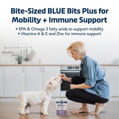 Show full view: Blue Buffalo Blue Bits Plus Beef Flavor Mobility & Immune Support Soft & Chewy Dog Treats, 9.5-oz bag slide 5 of 10