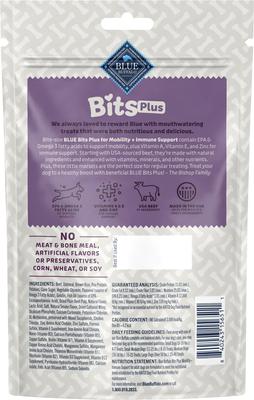 Show full view: Blue Buffalo Blue Bits Plus Beef Flavor Mobility & Immune Support Soft & Chewy Dog Treats, 9.5-oz bag slide 3 of 10