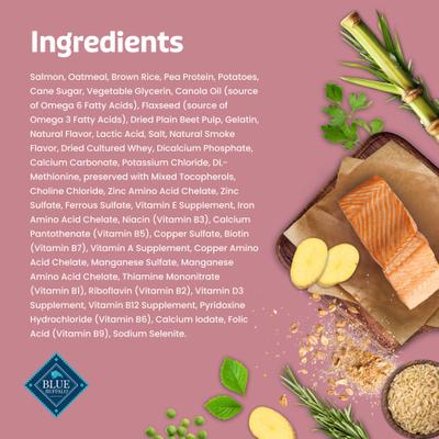 Show full view: Blue Buffalo Blue Bits Plus Salmon Flavor Skin, Coat & Immune Support Soft & Chewy Dog Treats, 9.5-oz bag slide 6 of 10