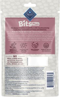 Show full view: Blue Buffalo Blue Bits Plus Salmon Flavor Skin, Coat & Immune Support Soft & Chewy Dog Treats, 3.5-oz bag slide 3 of 10