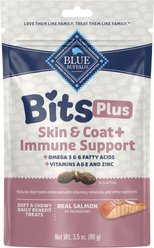 Blue Buffalo Blue Bits Plus Salmon Flavor Skin, Coat & Immune Support Soft & Chewy Dog Treats, 3.5-oz bag