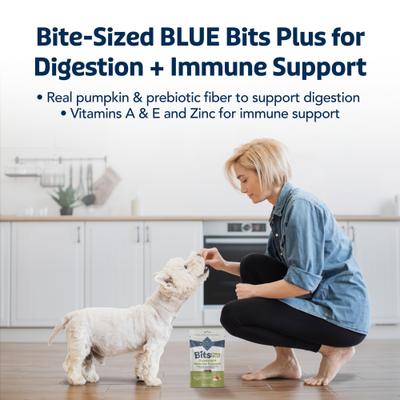Show full view: Blue Buffalo Blue Bits Plus Chicken & Pumpkin Flavor Digestion & Immune Support Soft & Chewy Dog Treats, 3.5-oz bag slide 5 of 10
