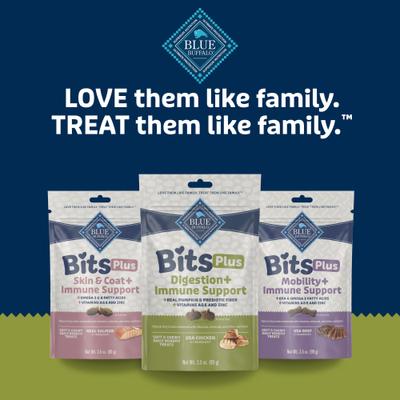 Show full view: Blue Buffalo Blue Bits Plus Chicken & Pumpkin Flavor Digestion & Immune Support Soft & Chewy Dog Treats, 3.5-oz bag slide 8 of 10