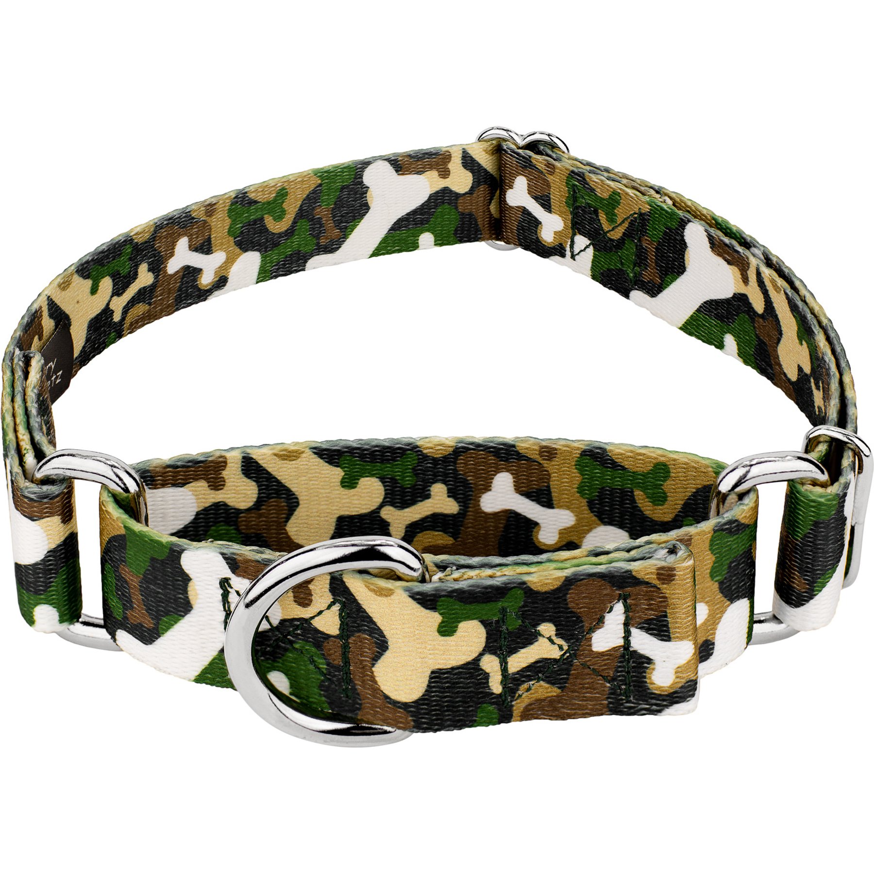 Country Brook Petz Woodland Bone Camo Martingale Dog Collar, Green, X-Large