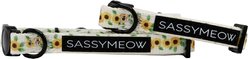 Sassy Woof Sunflower Dreams Cat Collar, Beige, Small: 6 to 8-in neck, 2/5-in wide