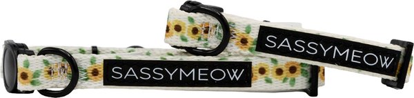 Show full view: Sassy Woof Sunflower Dreams Cat Collar, Beige, Medium: 8 to 12-in neck, 2/5-in wide slide 1 of 6