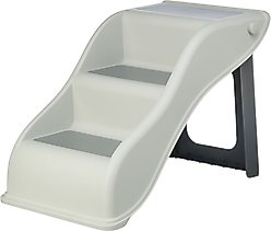 TRIXIE 3 Step Pet Stairs Lightweight Collapsible Easy to Store Non-Slip Treads Cat & Dog Stairs, Gray