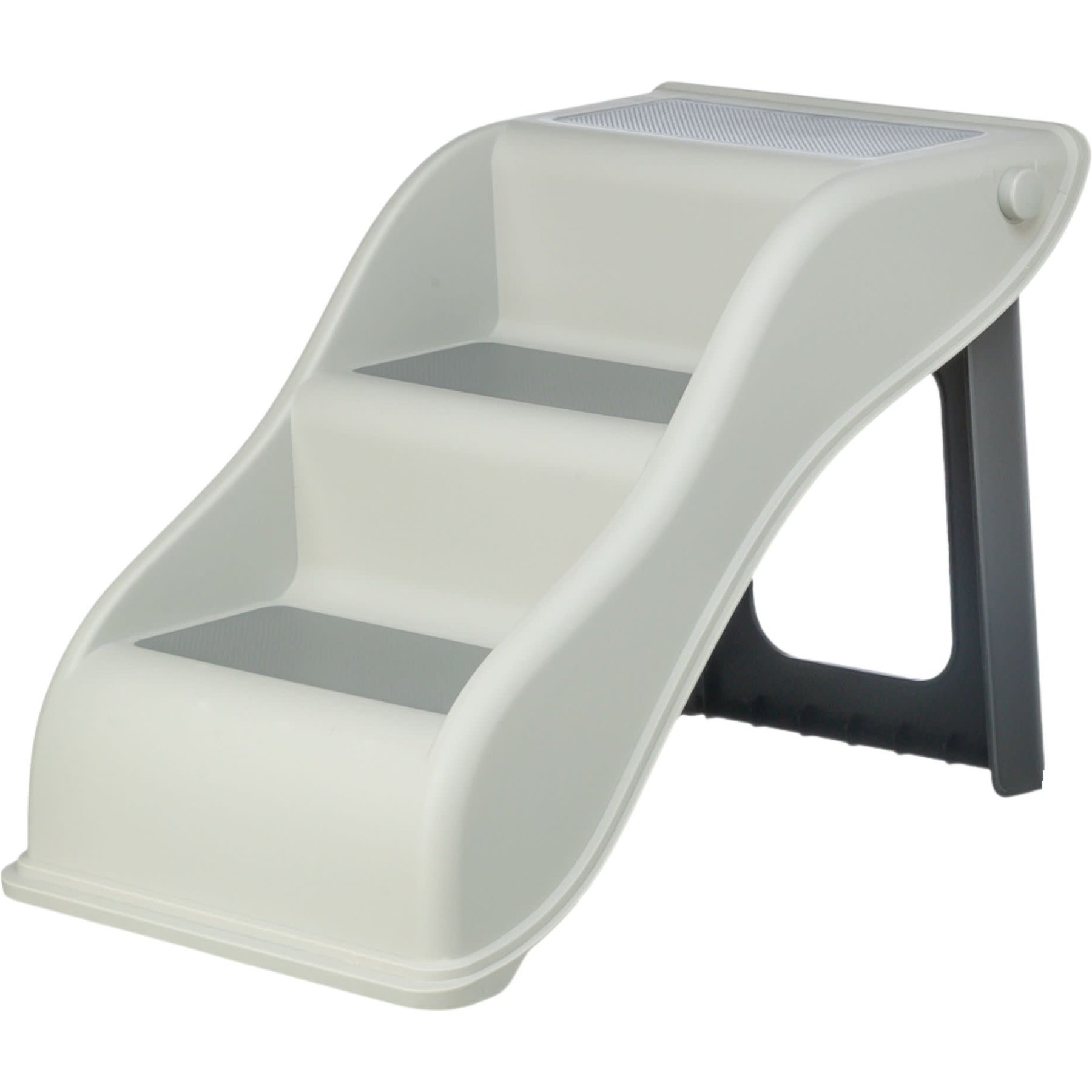 TRIXIE 3 Step Pet Stairs Lightweight Collapsible Easy to Store Non-Slip Treads Cat & Dog Stairs, Gray