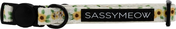 Show full view: Sassy Woof Sunflower Dreams Cat Collar, Beige, Medium: 8 to 12-in neck, 2/5-in wide slide 2 of 6