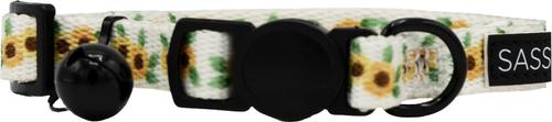 Show full view: Sassy Woof Sunflower Dreams Cat Collar, Beige, Small: 6 to 8-in neck, 2/5-in wide slide 4 of 7