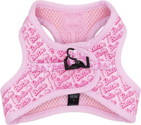 Show full view: Sassy Woof Barbie Malibu Step-in Cat Harness, Pink, X-Small: 12 to 14.5-in chest slide 3 of 8