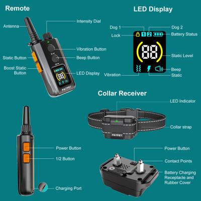 Show full view: PATPET Waterproof Stubborn Dog Remote Training Collar slide 5 of 9