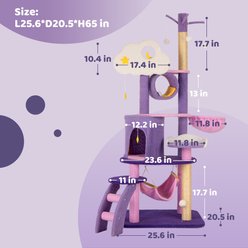 Happy & Polly Moonlight Deluxe 65-in Plush Cat Tree Condo, Purple, X-Large slide 2 of 7