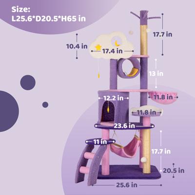 Show full view: Happy & Polly Moonlight Deluxe 65-in Plush Cat Tree Condo, Purple, X-Large slide 7 of 8