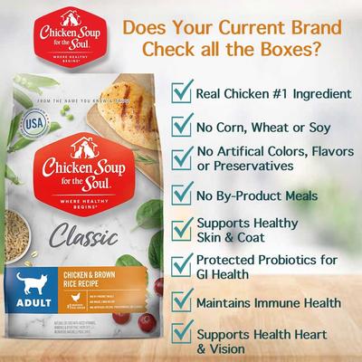 Show full view: Chicken Soup for the Soul Adult Chicken & Brown Rice Recipe Dry Cat Food, 4.5-lb bag slide 3 of 12
