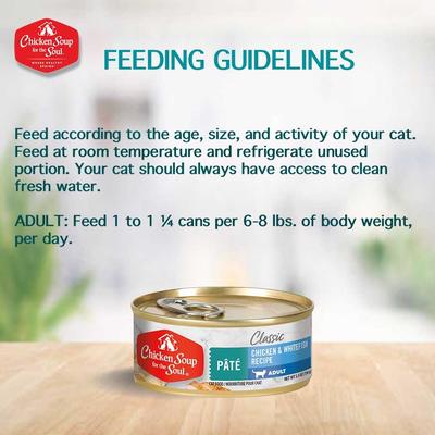 Show full view: Chicken Soup for the Soul Classic Cat Chicken & Whitefish Recipe Pate Wet Cat Food, 5.5-oz can, case of 24 slide 6 of 8