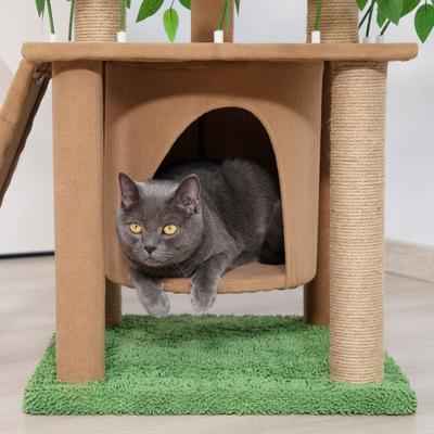 Show full view: Coziwow 76-in Green Leaves Plush Multi-Level Cat Tree​​​​​​​ & Condo with Scratching Posts slide 8 of 11