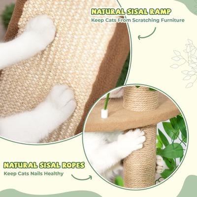 Show full view: Coziwow 76-in Green Leaves Plush Multi-Level Cat Tree​​​​​​​ & Condo with Scratching Posts slide 7 of 11
