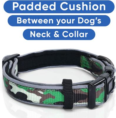 Show full view: Pawtitas Personalized Reflective Dog Collar, Camouflage Green, Large: 15 to 25-in neck, 1-in wide slide 7 of 10