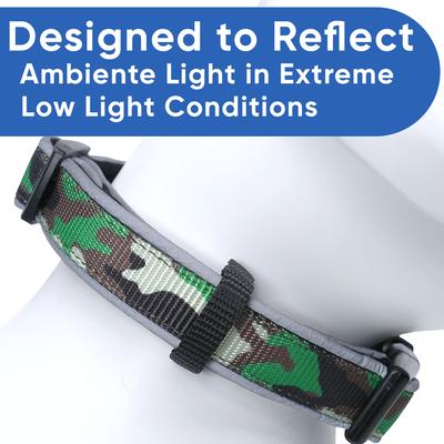 Show full view: Pawtitas Personalized Reflective Dog Collar, Camouflage Green, Large: 15 to 25-in neck, 1-in wide slide 5 of 10