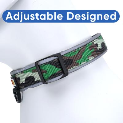 Show full view: Pawtitas Personalized Reflective Dog Collar, Camouflage Green, Large: 15 to 25-in neck, 1-in wide slide 6 of 10