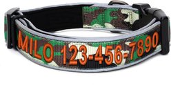 Pawtitas Personalized Reflective Dog Collar, Camouflage Green, Large: 15 to 25-in neck, 1-in wide