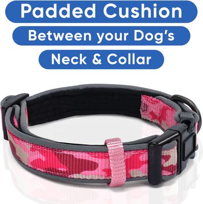 Show full view: Pawtitas Personalized Reflective Dog Collar, Camouflage Pink, Large: 15 to 25-in neck, 1-in wide slide 7 of 10