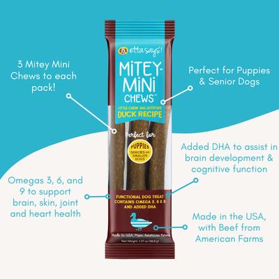 Show full view: Etta Says! Mitey Mini Chews Duck Recipe Dog Treats, 3 count slide 4 of 9