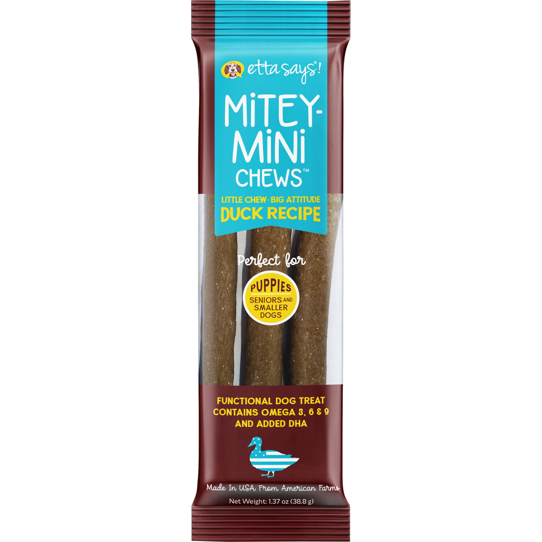 Etta Says! Mitey Mini Chews Duck Recipe Dog Treats, 3 count