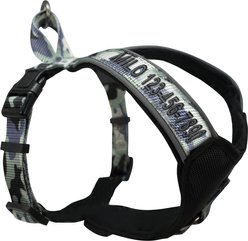 Pawtitas Personalized Reflective Dog Harness, Grey Camo, Large: 28 to 35-in chest