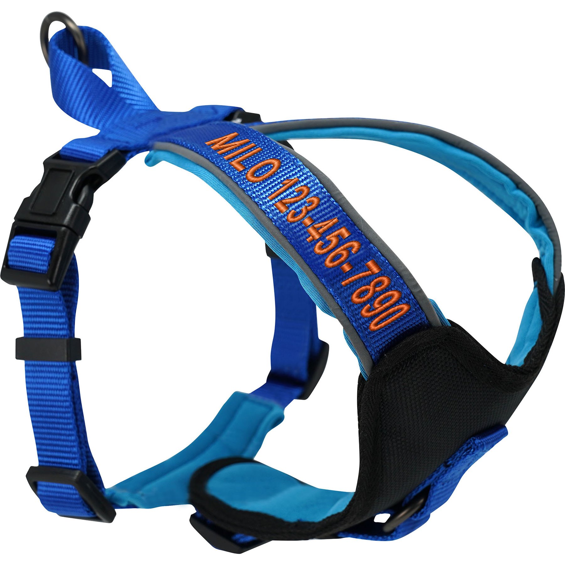 Pawtitas Personalized Reflective Dog Harness, Blue, Small: 16 to 20-in chest
