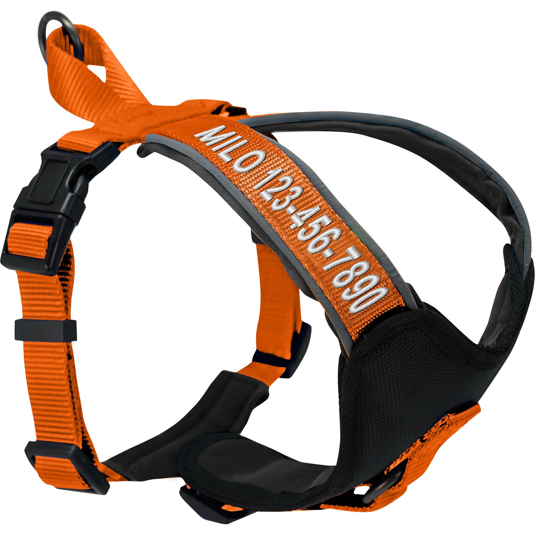 Pawtitas Personalized Reflective Dog Harness, Orange, Large: 28 to 35-in chest