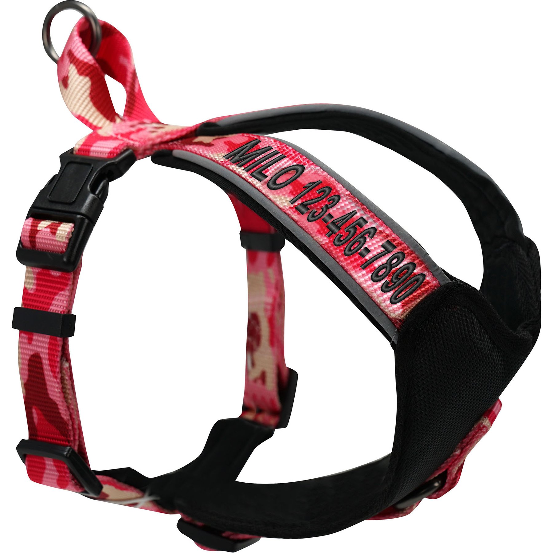 Pawtitas Personalized Reflective Dog Harness, Pink Camo, Small: 16 to 20-in chest