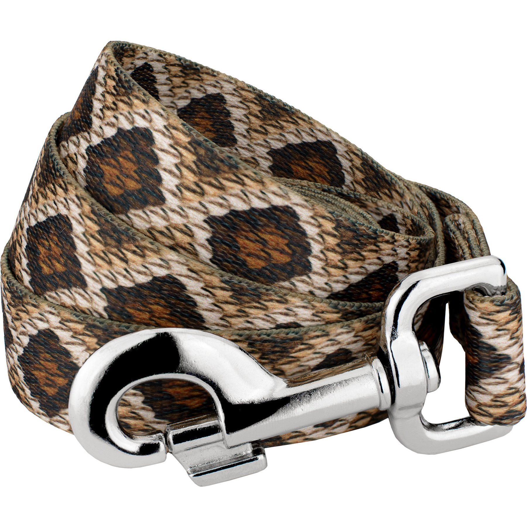 Country Brook Petz Rattlesnake Print Leash, Brown, Medium: 4-ft long, 3/4-in wide