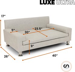 Club Nine Pets Luxe Orthopedic Furniture Style Sofa Dog Bed, Linen Silver, Large slide 2 of 9