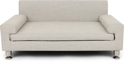 Club Nine Pets Luxe Orthopedic Furniture Style Sofa Dog Bed, Linen Silver, Large