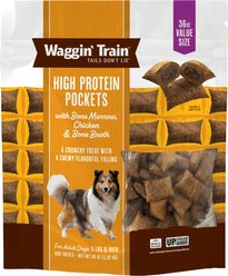Waggin' Train High Protein Chicken Pockets with Bone Marrow & Bone Broth Wheat-Free Dog Treat, 36-oz pouch