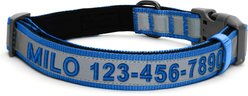 Pawtitas Personalized Reflective Dog Collar, Blue, Large: 15 to 25-in neck, 1-in wide